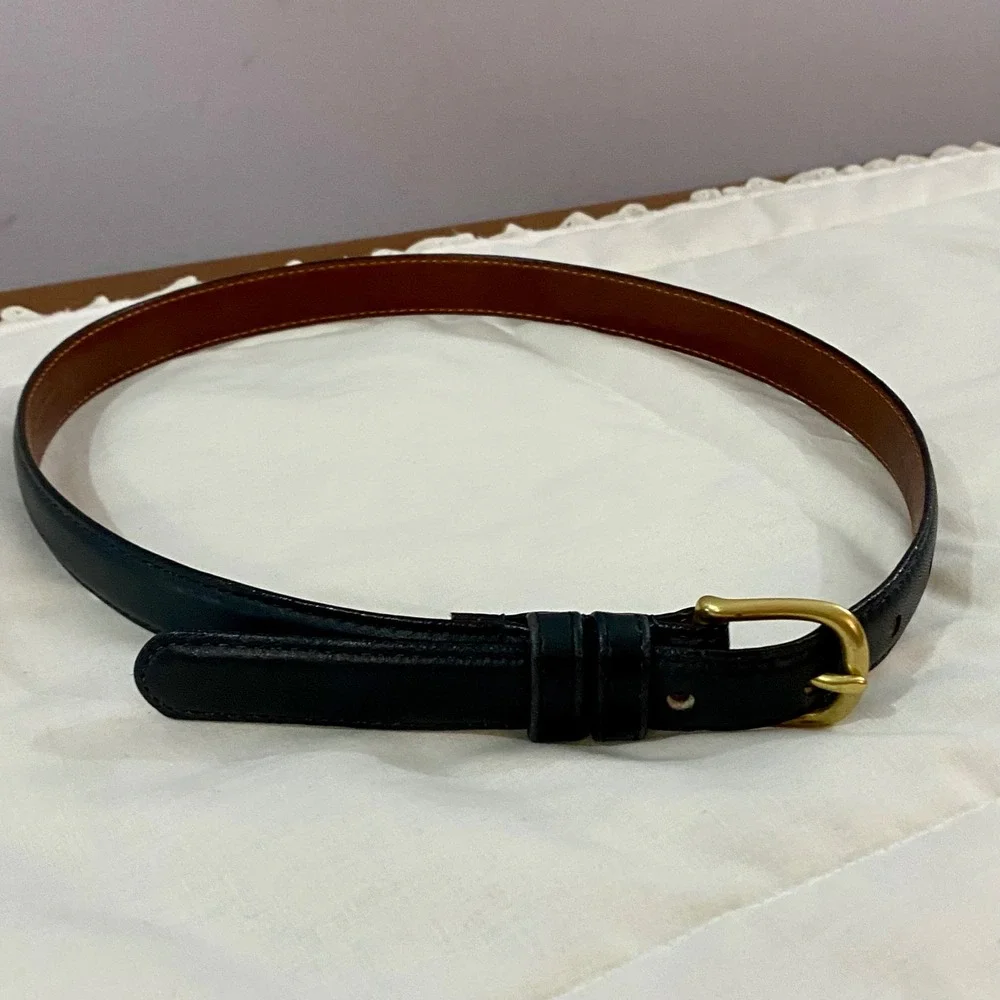 Coach 2800 Skinny Belt Women Small Navy Glove Tanned Leather Solid Brass USA